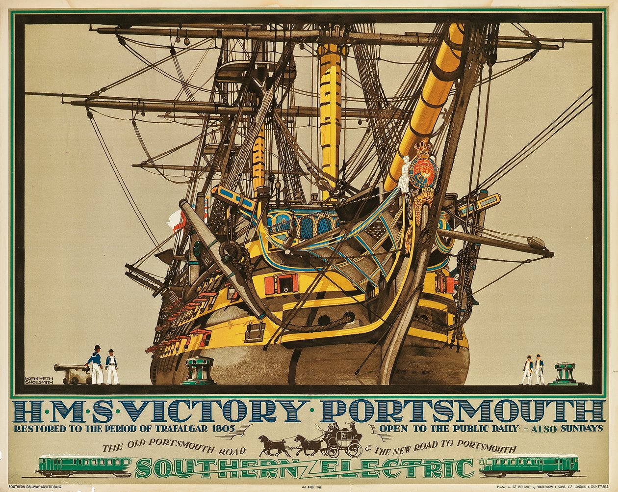 H.M.S. Victory, Portsmouth, affiche publicitaire pour Southern Electric Railways - Kenneth Shoesmith