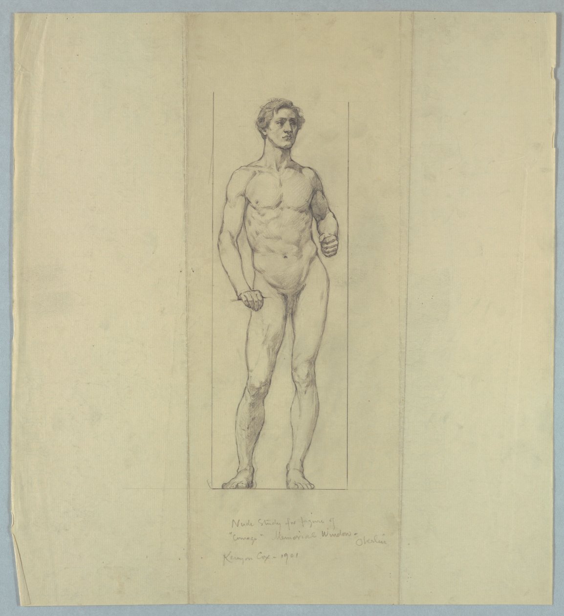 Étude de nu pour la figure de "Courage," fenêtre commémorative pour Jacob Dolson Cox, Oberlin College - Kenyon Cox