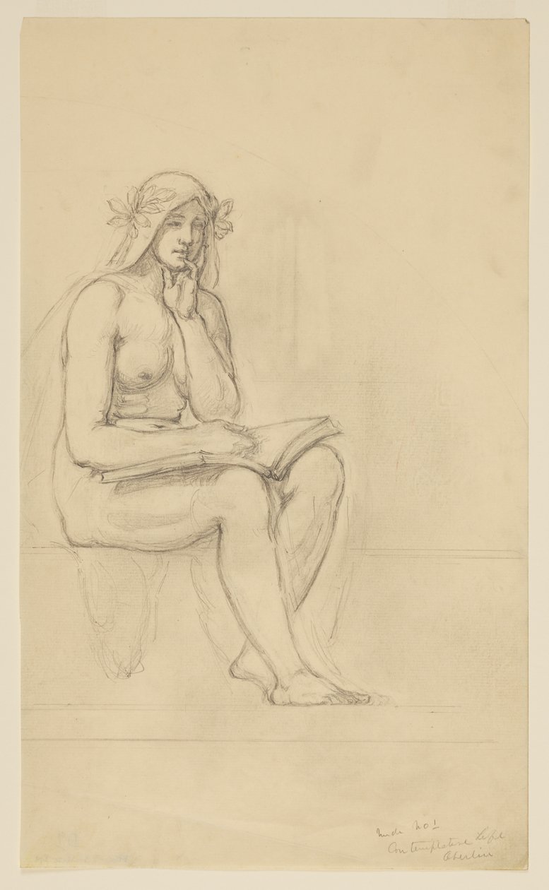 Étude de nu pour "La Vie Contemplative" pour la lunette du bâtiment administratif, Oberlin College, Oberlin, OH - Kenyon Cox