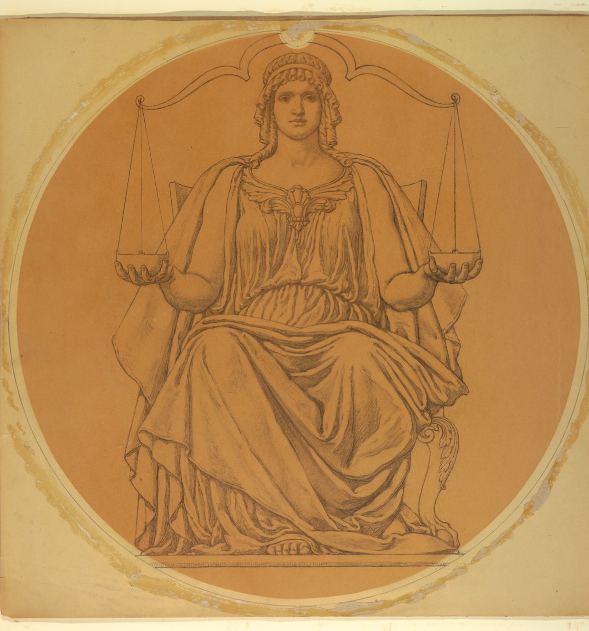 Étude pour "Justice," Lunette dans le palais de justice du comté de Hudson, Jersey City, NJ - Kenyon Cox