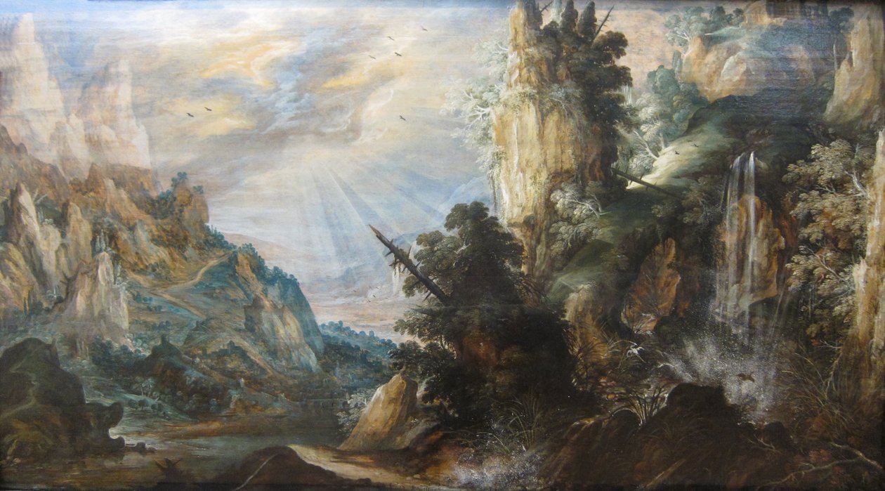 Paysage montagneux avec chute d