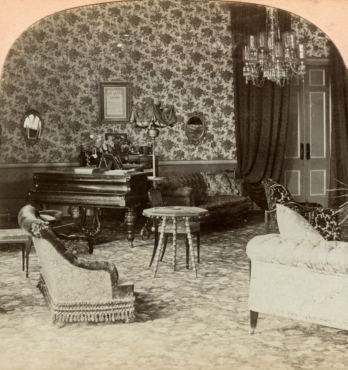 Salon de la présidence, quartier général de Lord Roberts, Bloemfontein, Afrique du Sud, 1900 - Keystone View Company