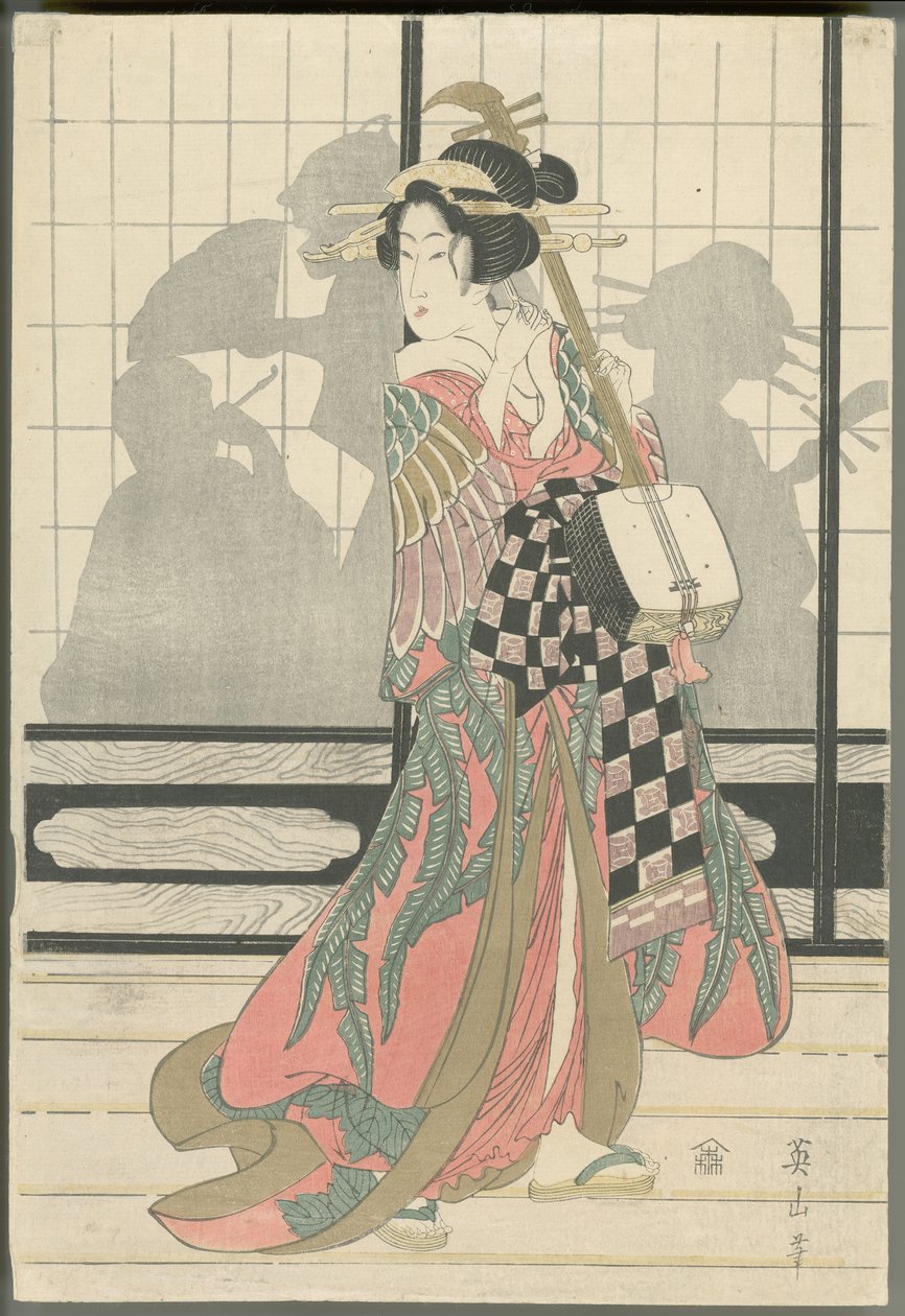 Geisha avec shamisen - Kikukawa Eizan