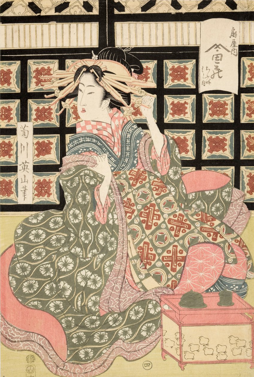 Estampe Ukiyo-e de Courtisane par Eizan, c.1810 - Kikukawa Eizan