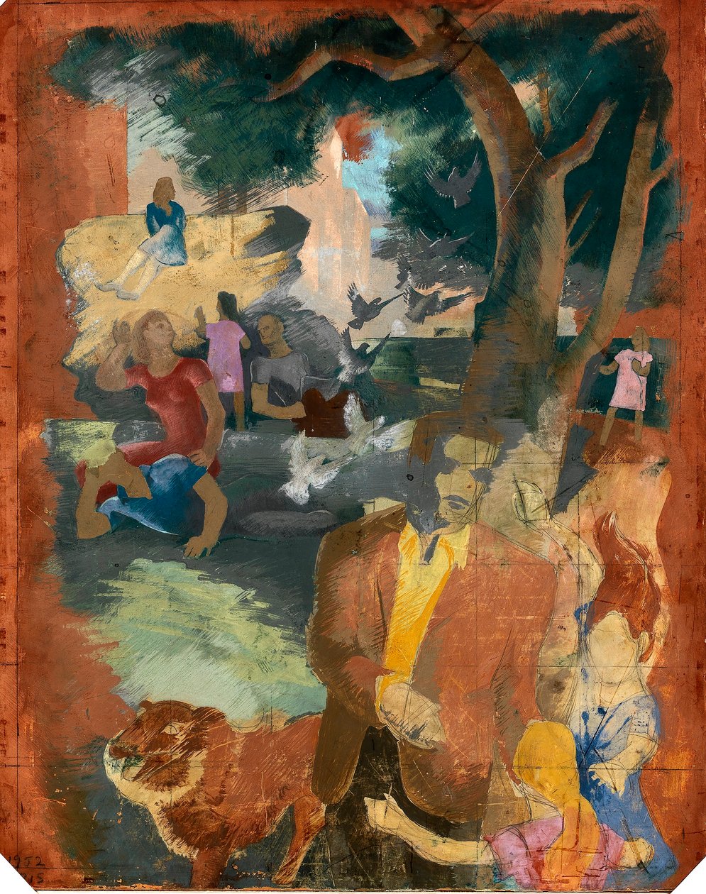 Scènes de New York--Central Park (étude murale, Madison Square Postal Station, New York City) - Kindred McLeary