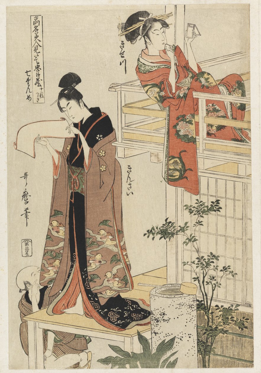 P.354-1945 Scène 7, Comparaison des beautés célèbres et la ligue loyale, vers 1797 - Kitagawa Utamaro