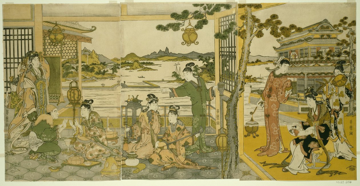 Beautés chinoises à un banquet - Kitagawa Utamaro