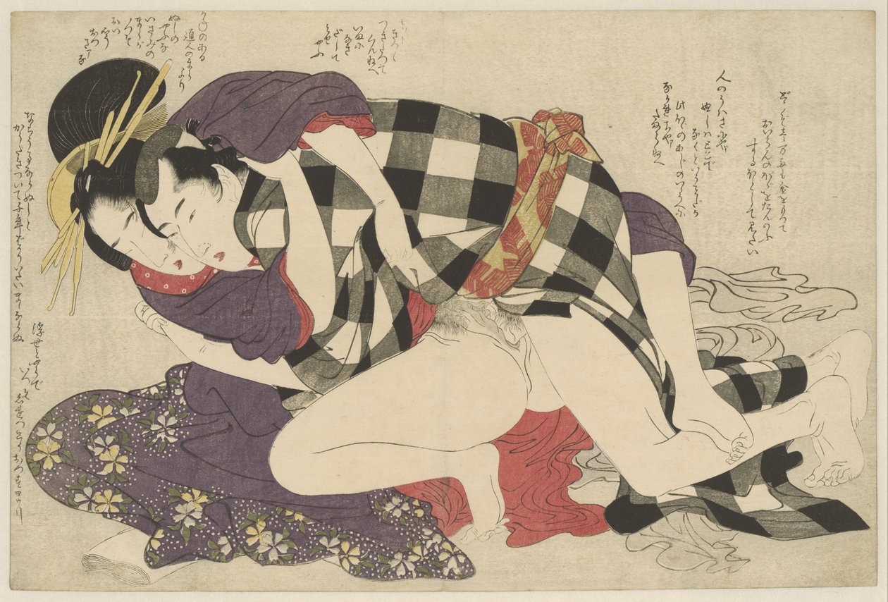 Courtisane avec un client - Kitagawa Utamaro