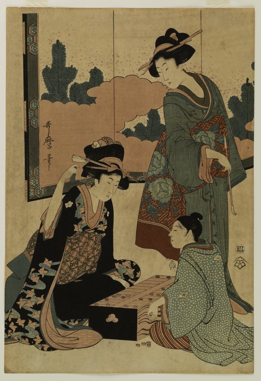 Courtisanes jouant à un jeu de plateau - Kitagawa Utamaro
