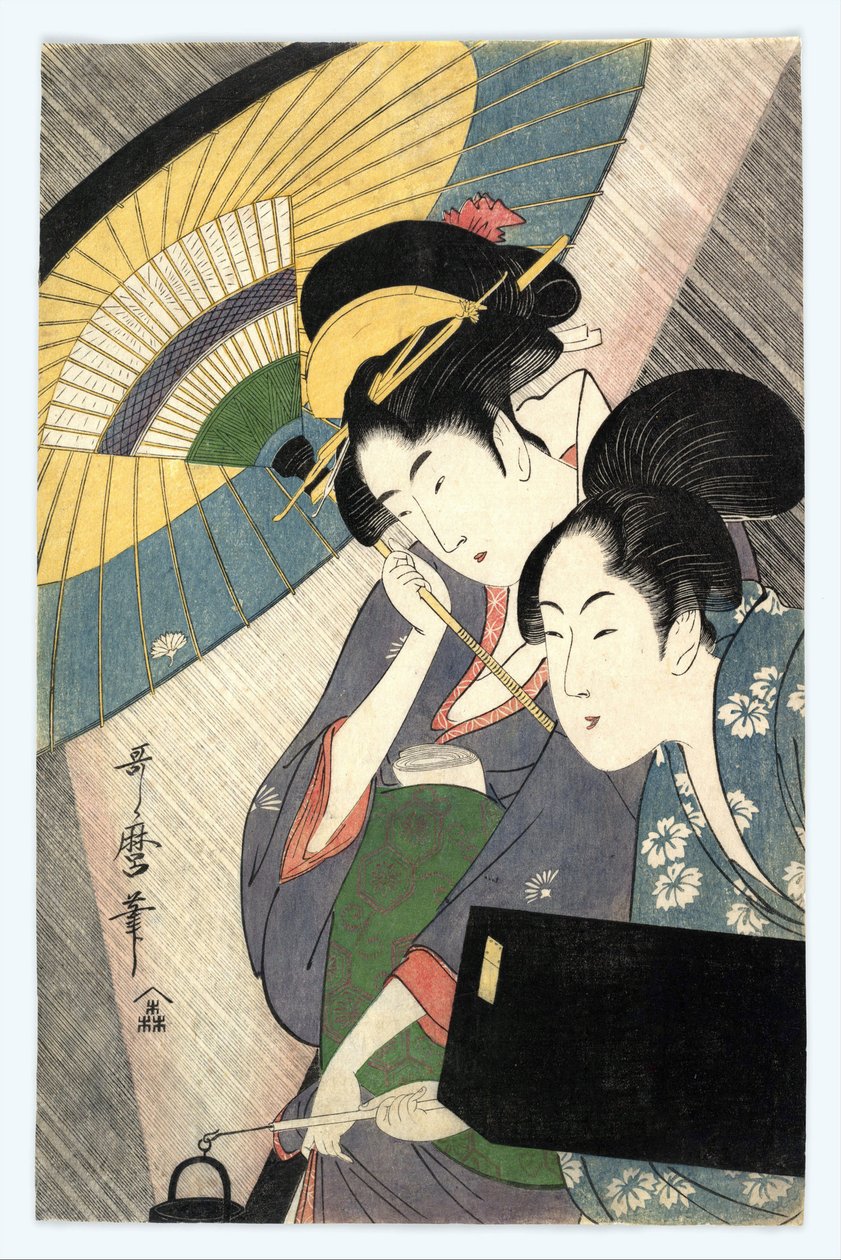 Deux femmes sous un parapluie - Kitagawa Utamaro