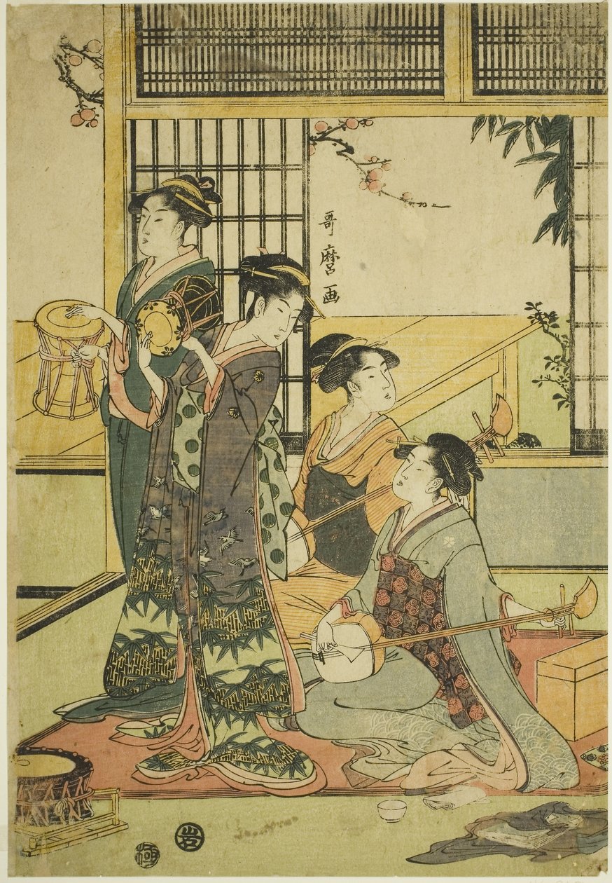 Tambours et shamisen - Kitagawa Utamaro