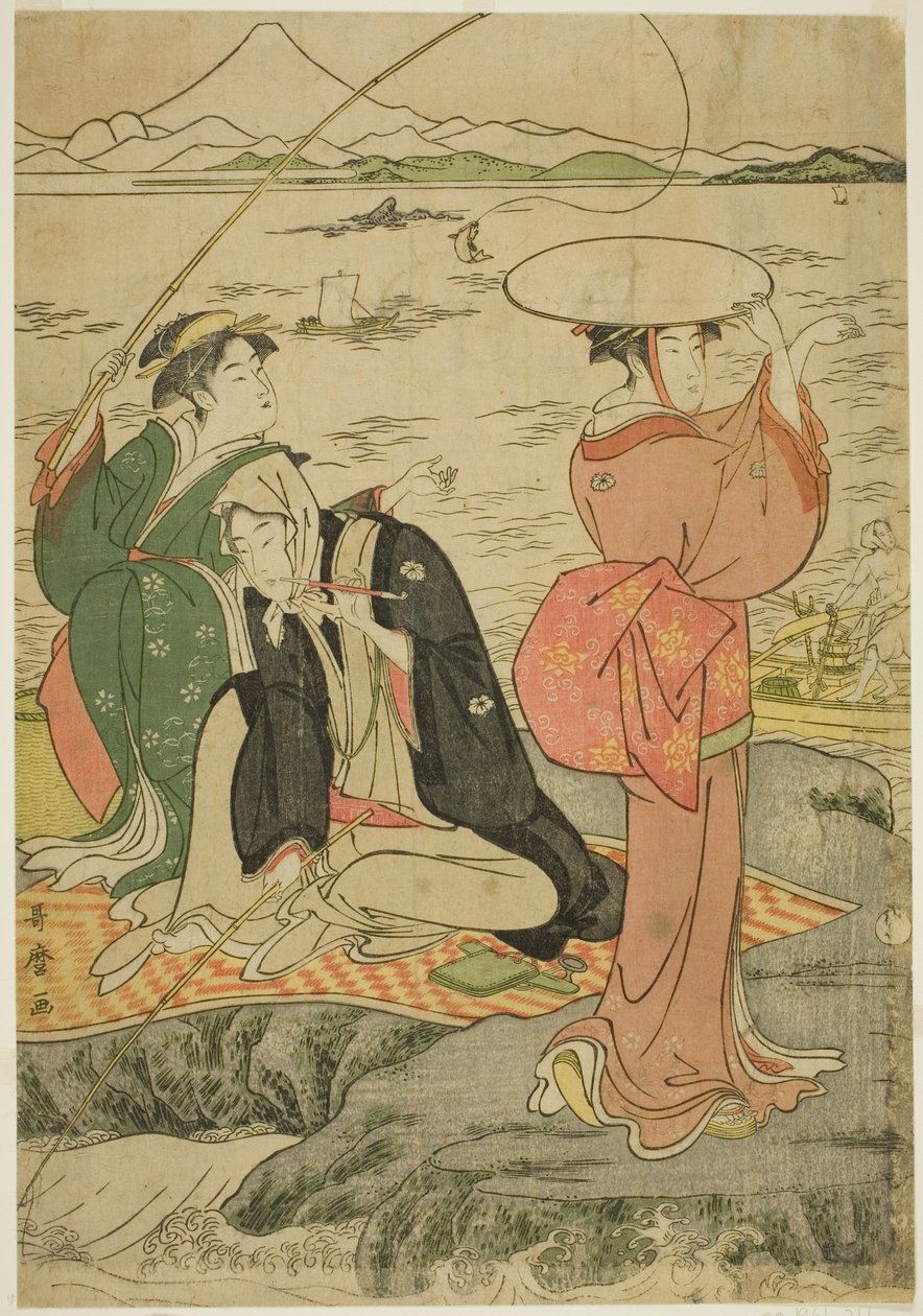 Pêche à Iwaya, Enoshima - Kitagawa Utamaro