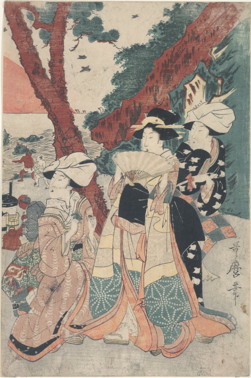 Plage de Futamigaura au Nouvel An - Kitagawa Utamaro