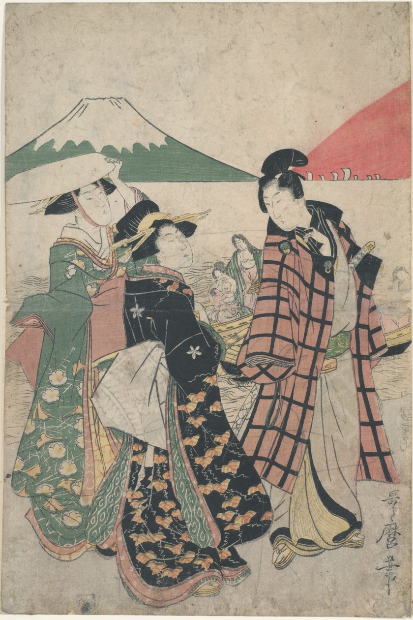 Plage de Futamigaura au lever du soleil du Nouvel An - Kitagawa Utamaro