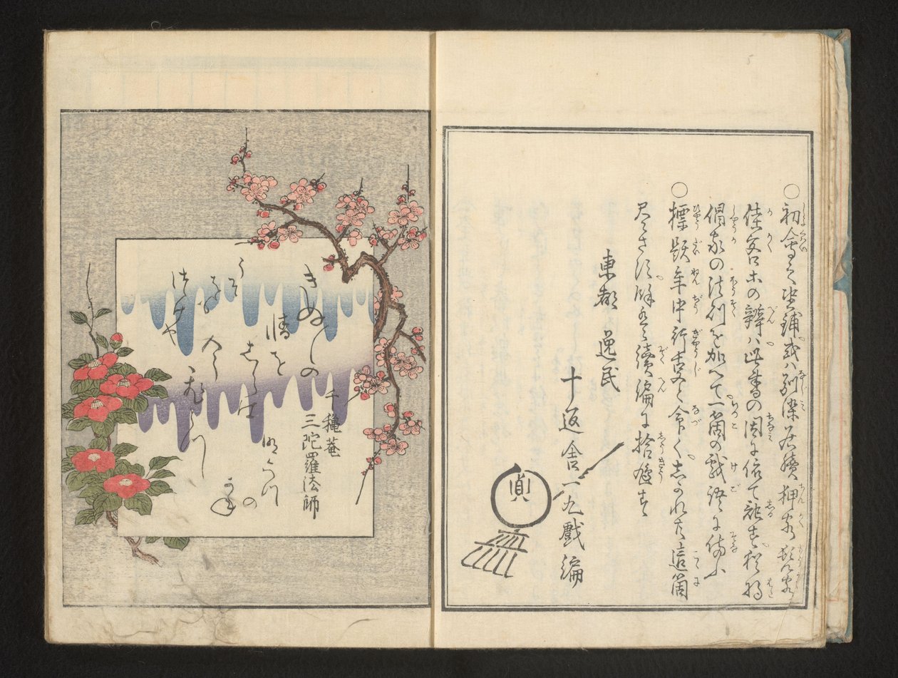 Poème avec fleurs de printemps - Kitagawa Utamaro