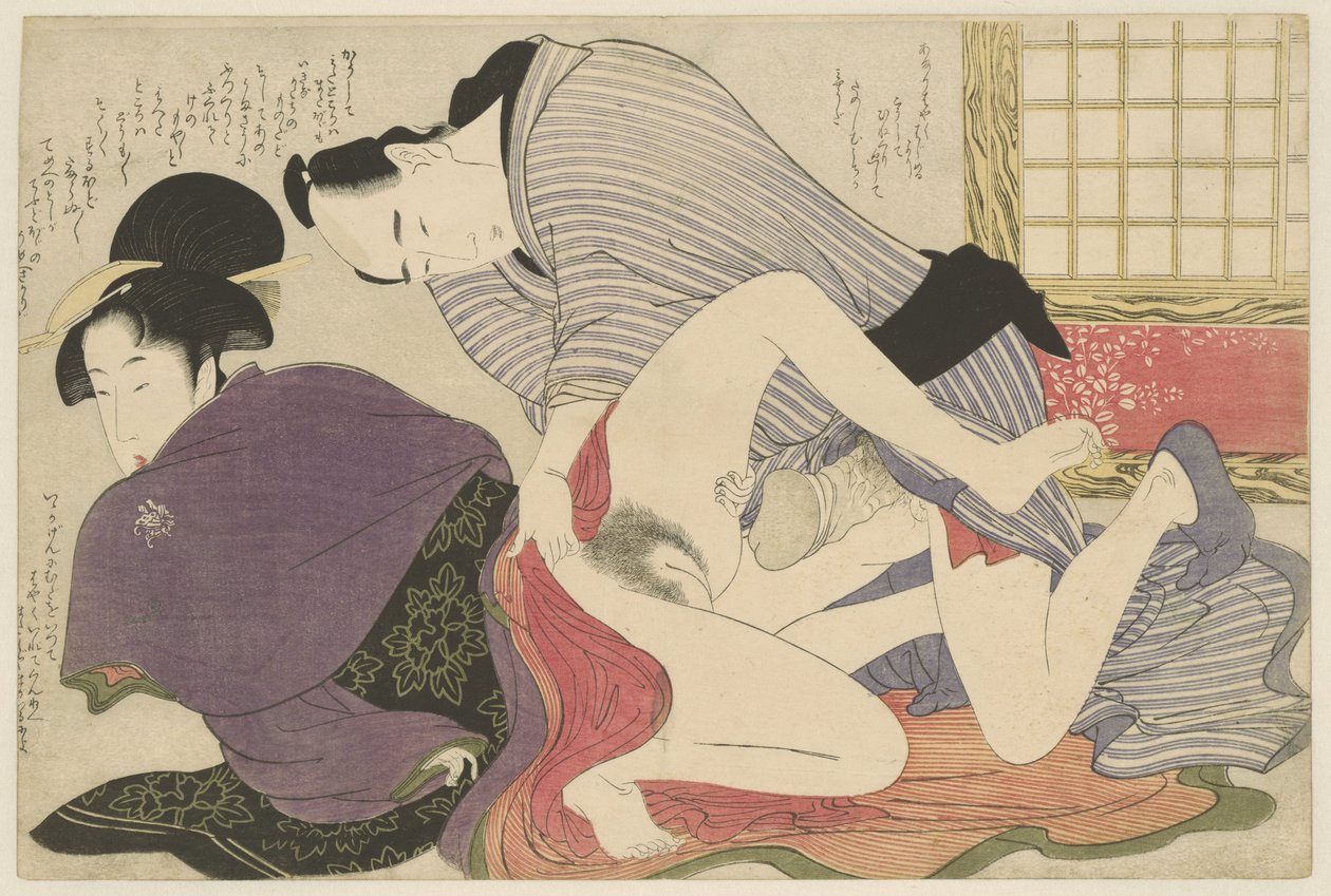 Geisha et amant près d