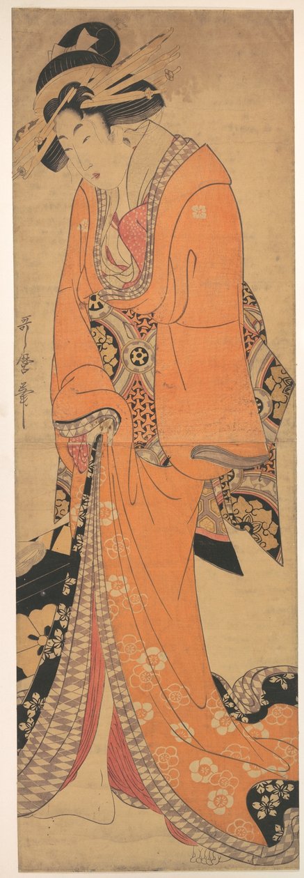 Geisha, probablement une chanteuse - Kitagawa Utamaro
