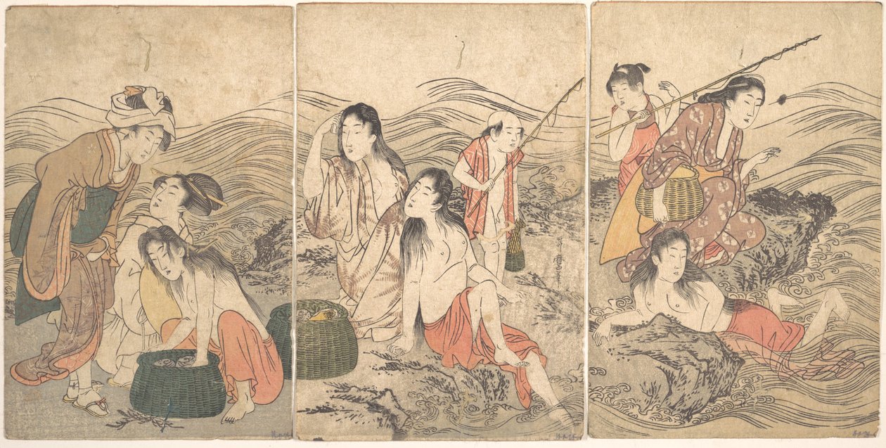Jeunes pêcheuses et baigneuses - Kitagawa Utamaro