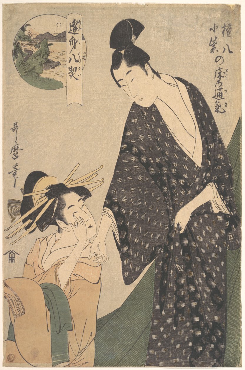 Lune au-dessus de la chambre de Gonpachi et Komurasaki - Kitagawa Utamaro