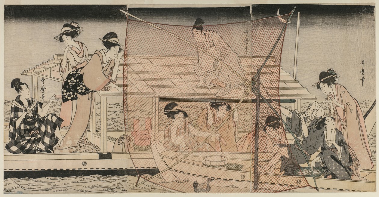 Pêche au Filet de Nuit sur la Rivière Sumida - Kitagawa Utamaro