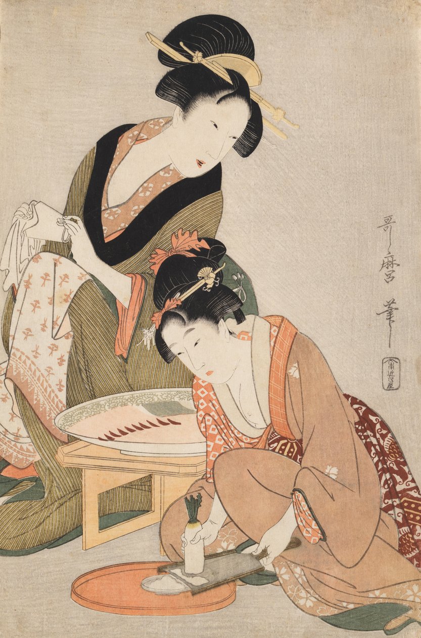Préparation de poisson cru - Kitagawa Utamaro