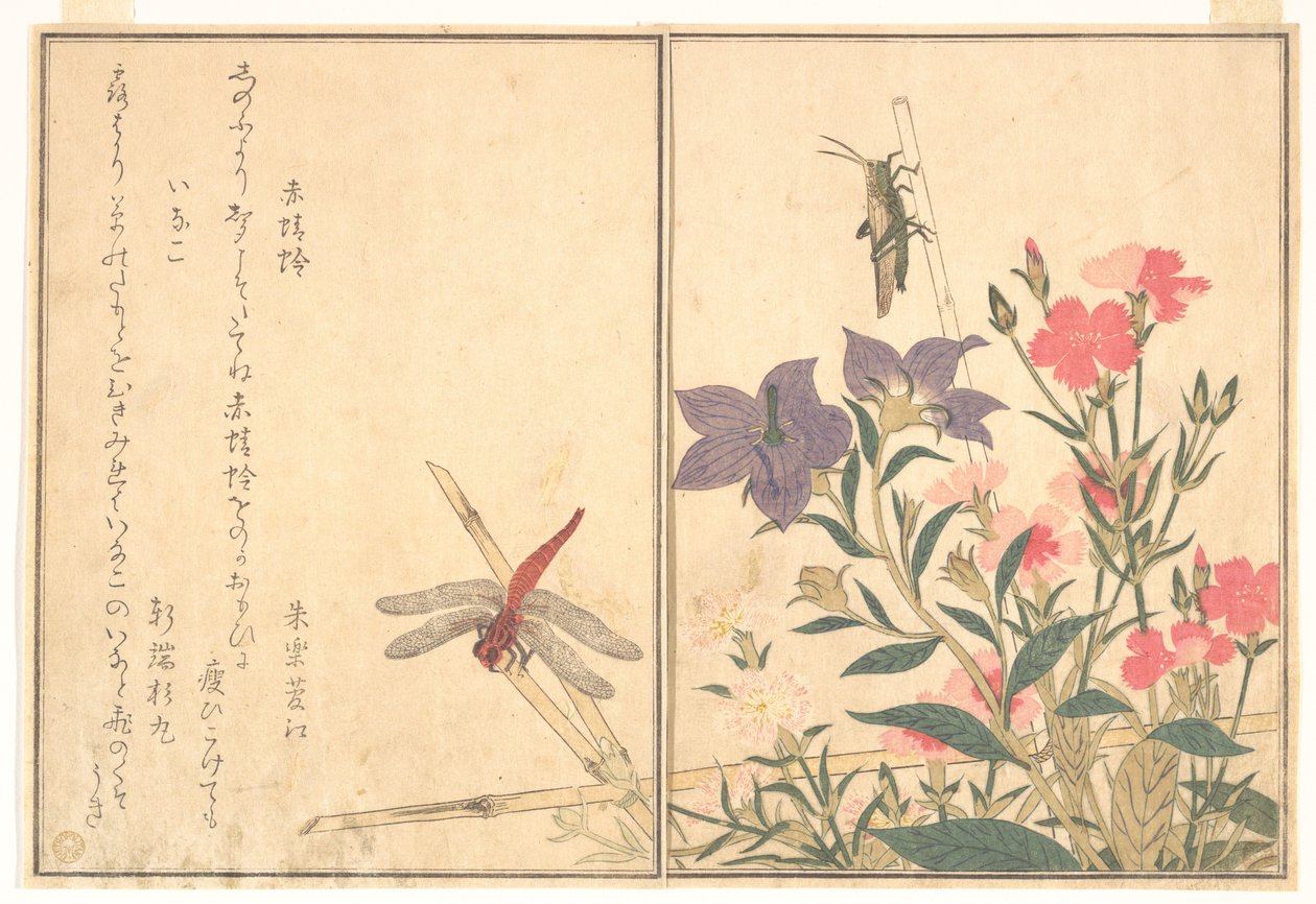 Libellule rouge (Akatonbo) ; Sauterelle (Inago), tiré de l