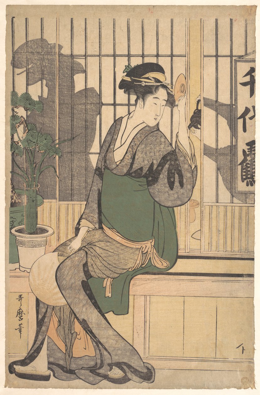 Ombres sur le shoji - Kitagawa Utamaro