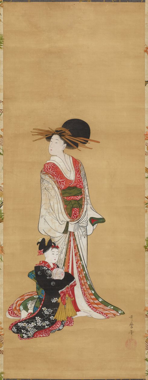 Stehende Kurtisane und Kamuro - Kitagawa Utamaro