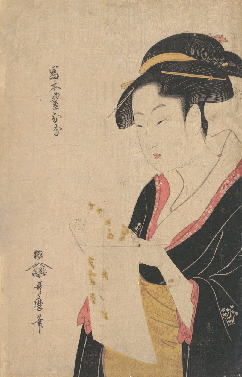 La Dame Tomimoto Toyohina lisant une lettre, 1790 - Kitagawa Utamaro