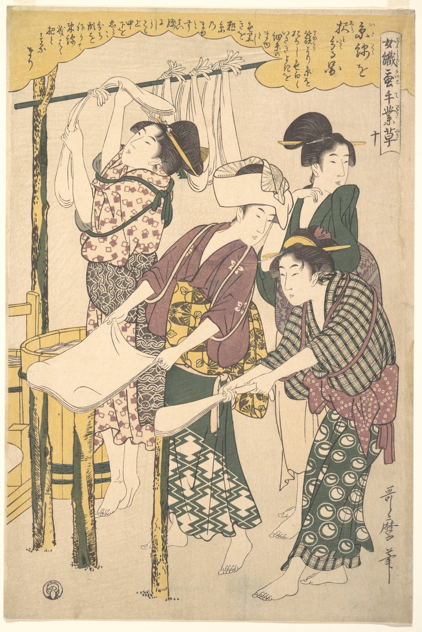 La fabrication de bourre de soie - Kitagawa Utamaro