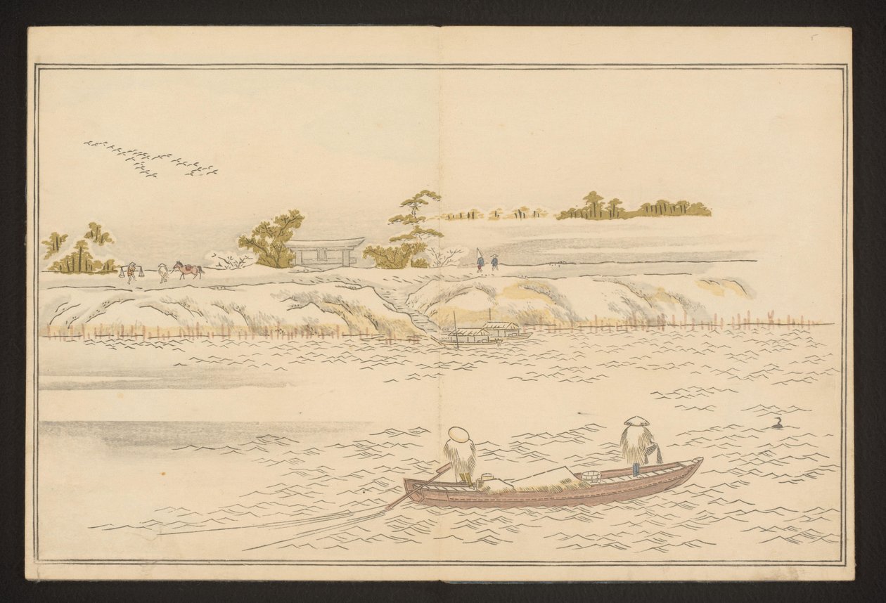 Les rives de la rivière Sumida sous la neige - Kitagawa Utamaro