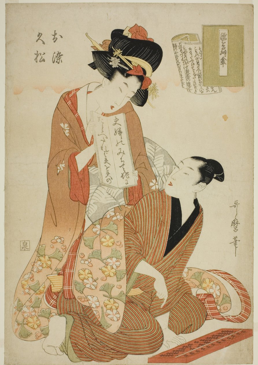 Le joruri, Nure tsubame negura no karakasa, de la série Joruri libretti - Kitagawa Utamaro