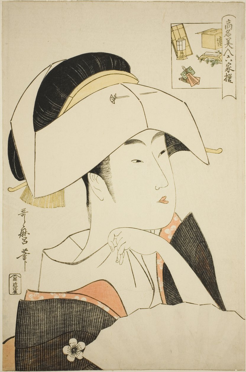 Tomimoto Toyohina, de la série Beautés renommées comparées aux six poètes immortels (Komei bijin rokkasen) (Tomimoto Toyohina) (devinette) - Kitagawa Utamaro