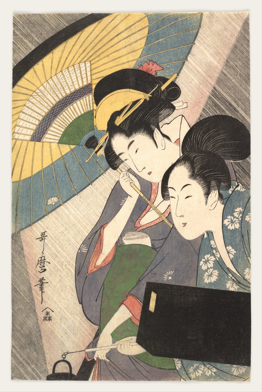 Deux femmes sous un parapluie, années 1790 - Kitagawa Utamaro