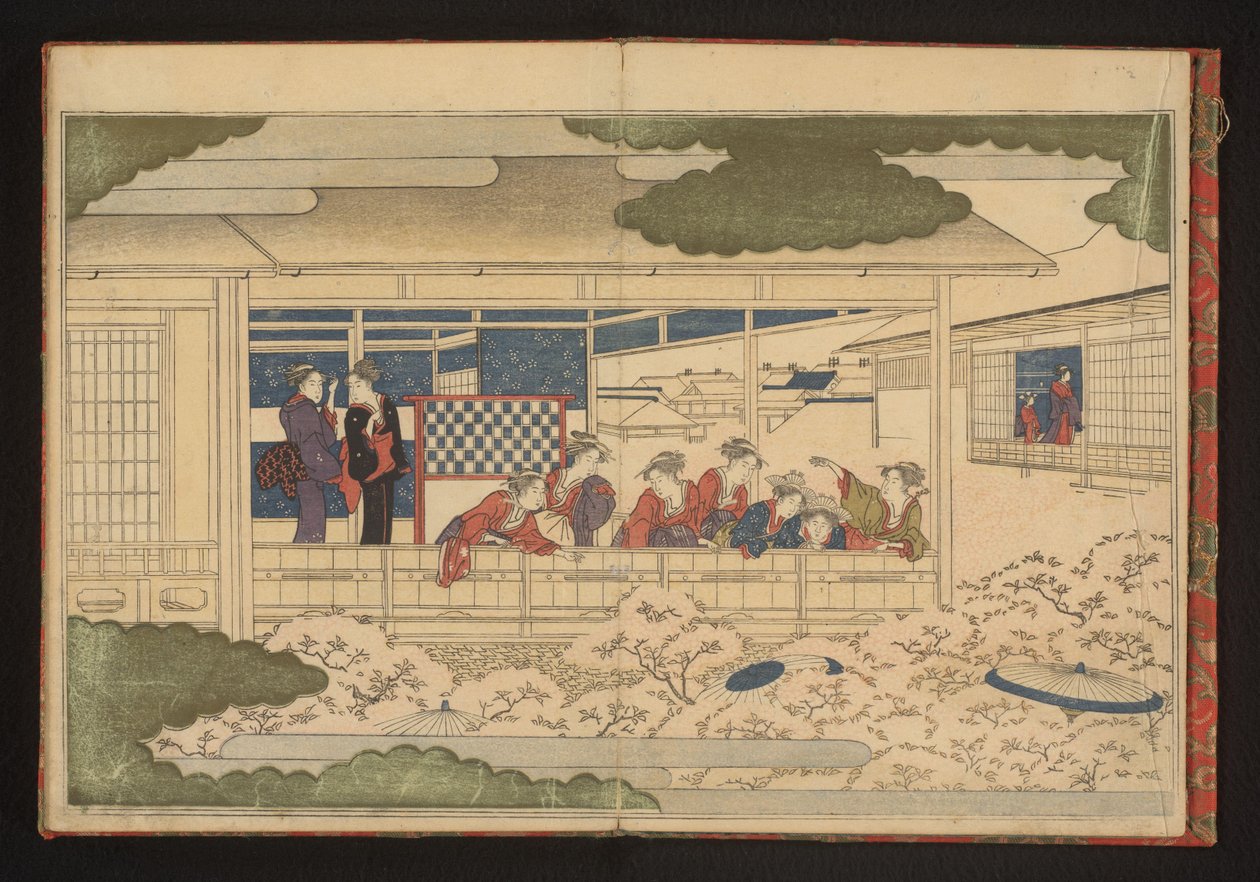 Vue du défilé dans la rue principale, Nakanochô, dans le quartier des plaisirs de Yoshiwara - Kitagawa Utamaro