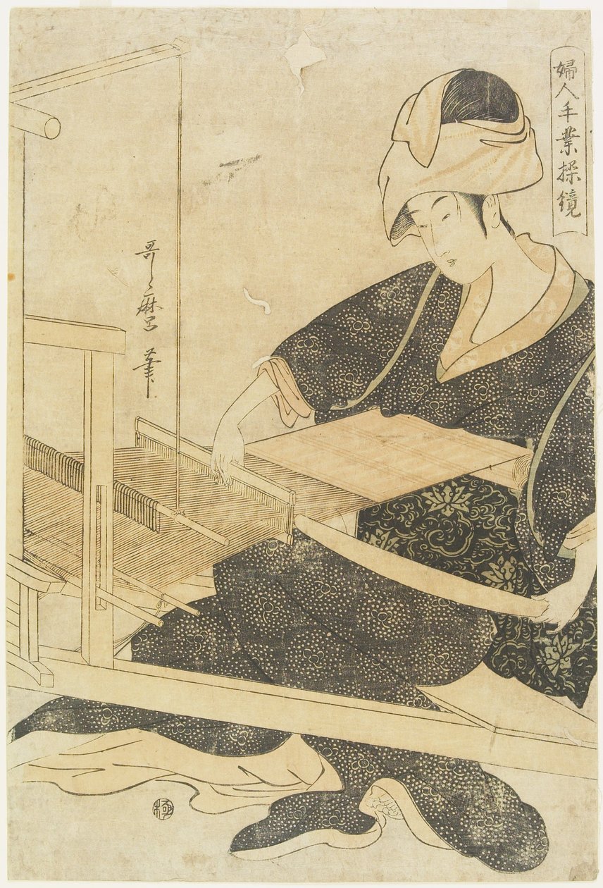 Le tissage sur un métier à tisser - Kitagawa Utamaro