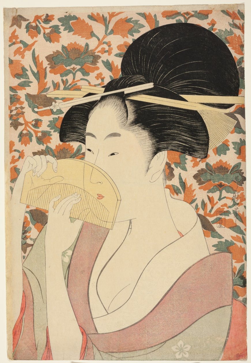 Femme Tenant un Peigne en Écaille de Tortue - Kitagawa Utamaro