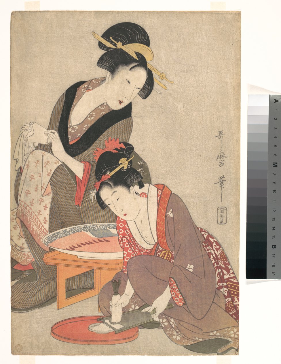 Femmes préparant des sashimis - Kitagawa Utamaro