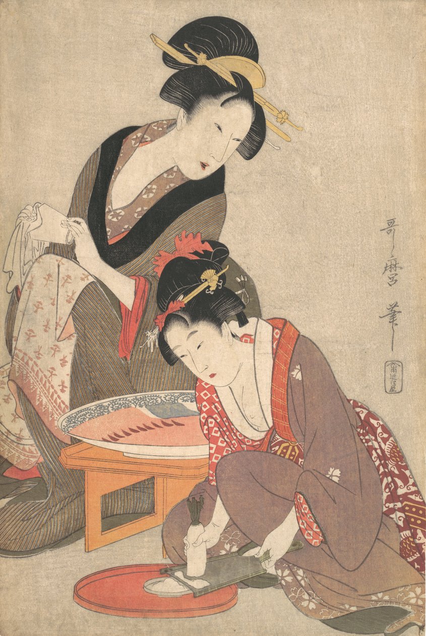 Femmes préparant du sashimi, 1806-20 - Kitagawa Utamaro