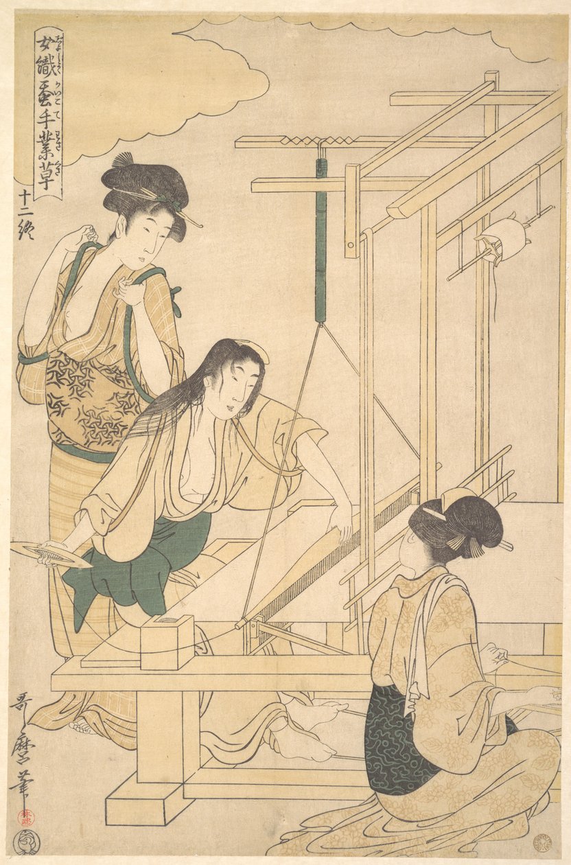 Femmes tissant une étoffe de soie - Kitagawa Utamaro