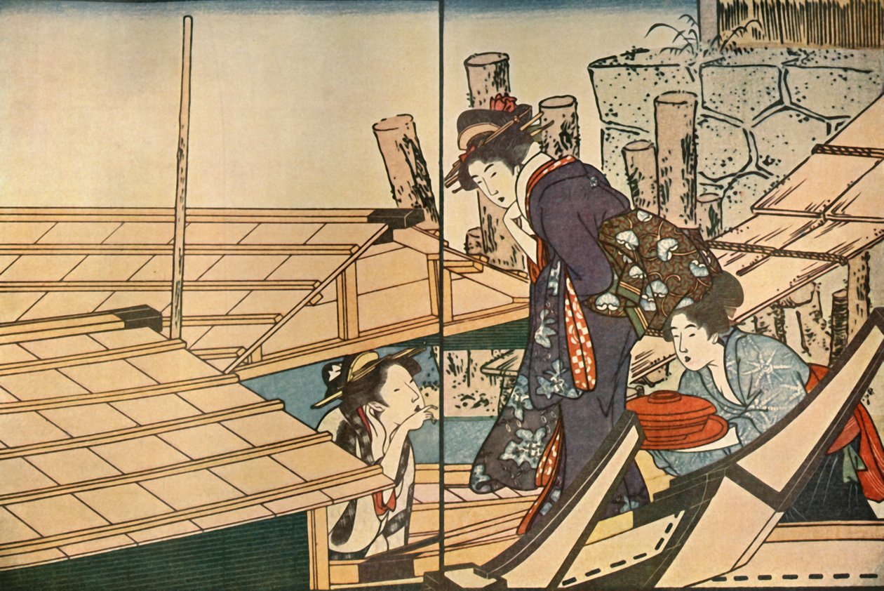 Femmes sur un bateau - Kitagawa Utamaro