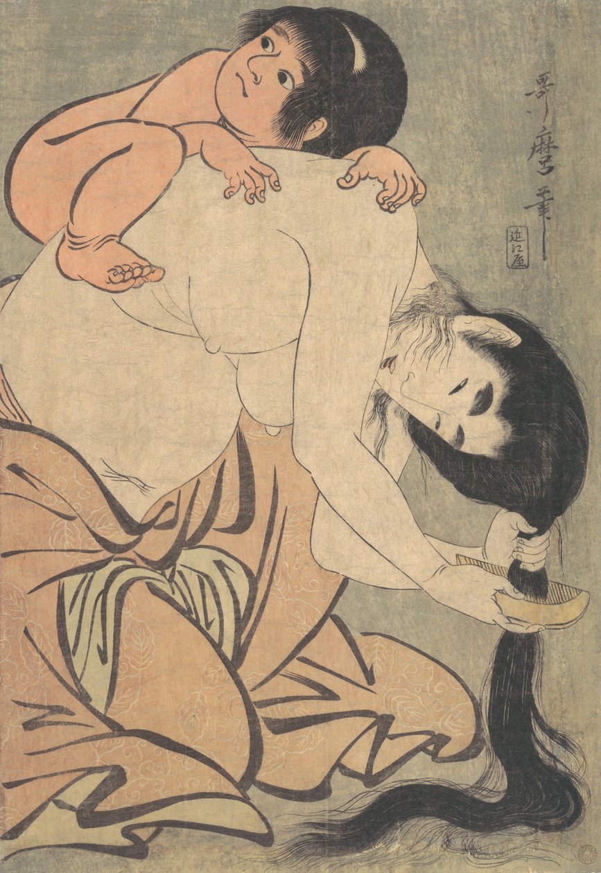 Yamauba se peignant les cheveux, et Kintoki - Kitagawa Utamaro
