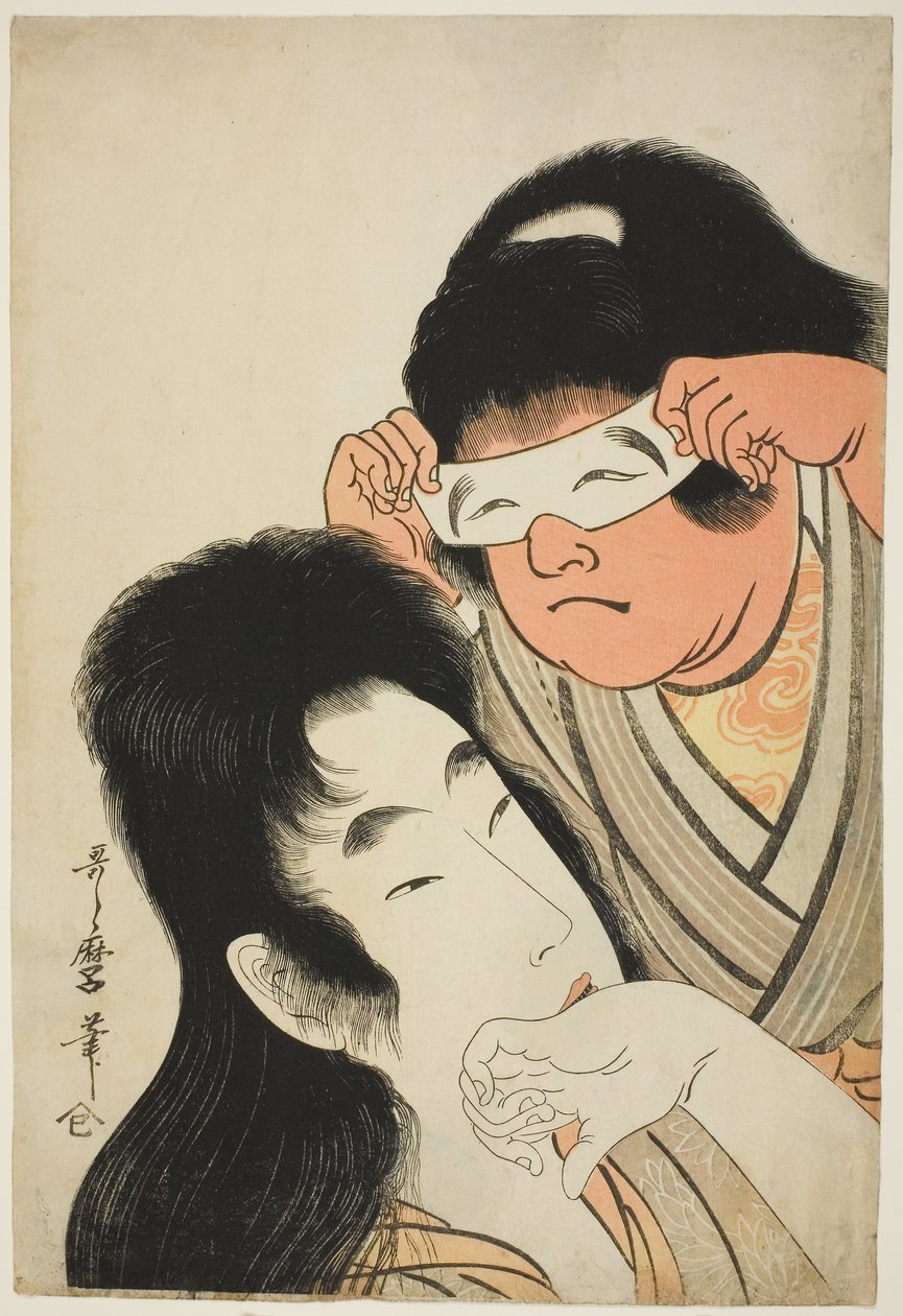 Yamauba avec Kintaro tenant un masque-jouet, vers 1801-4 (gravure sur bois en couleur ; oban) - Kitagawa Utamaro
