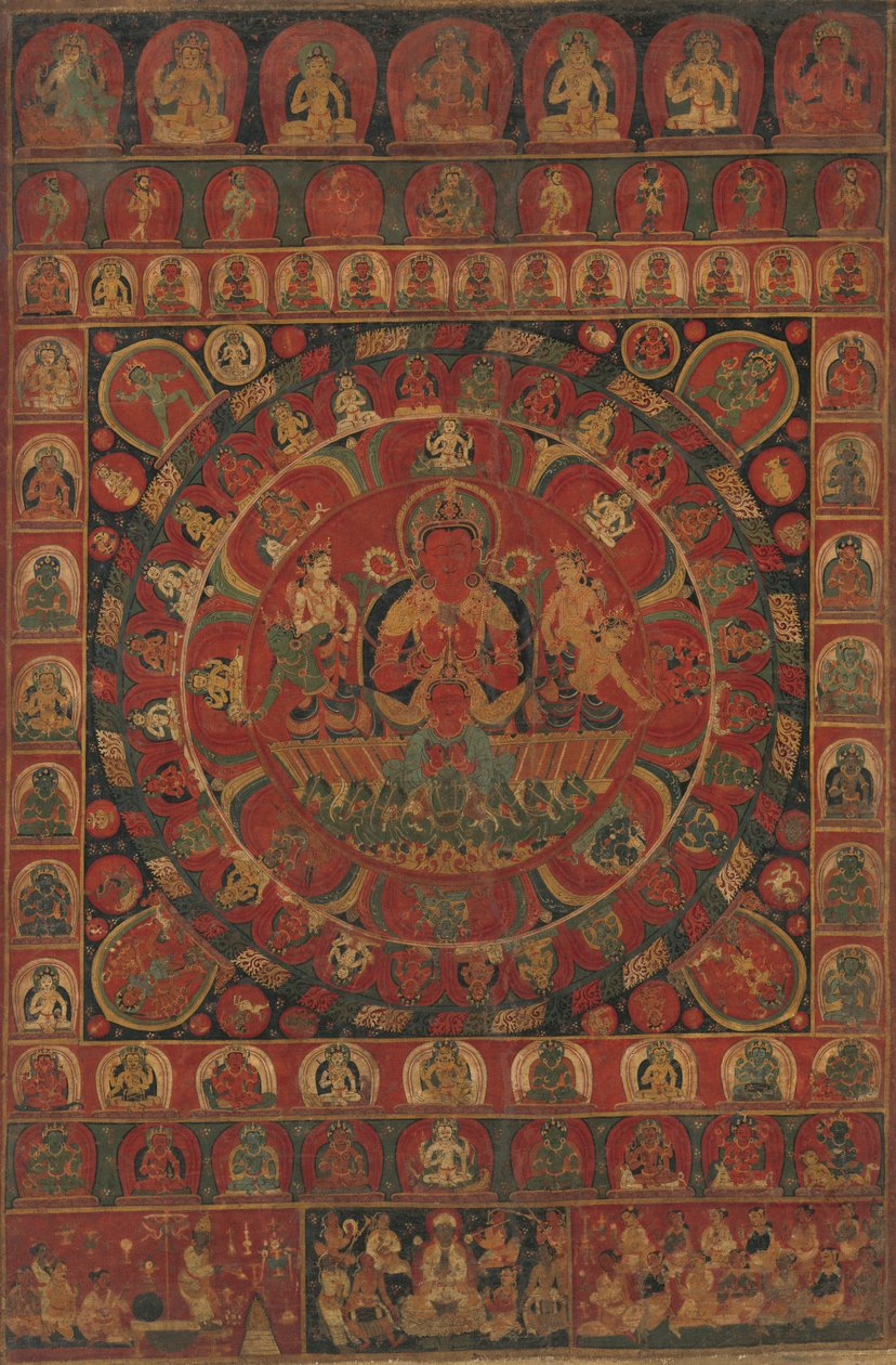 Mandala du Dieu Soleil Surya entouré de huit divinités planétaires, daté, probablement 1379 - Kitaharasa