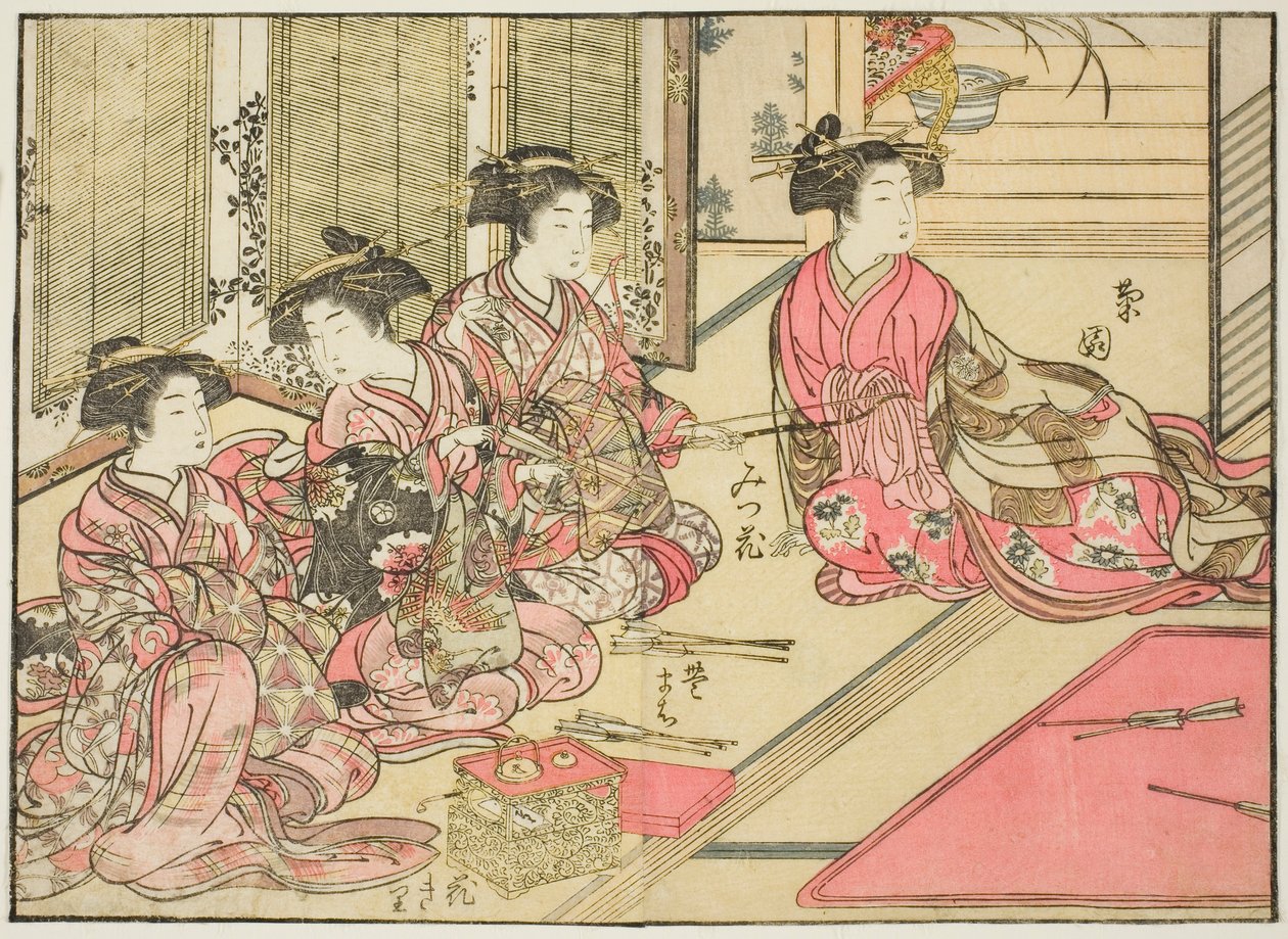 Courtisanes de Kiriya, du livre "Miroir des belles femmes des quartiers de plaisir (Seiro bijin awase sugata kagami)," vol. 2 - Kitao Shigemasa