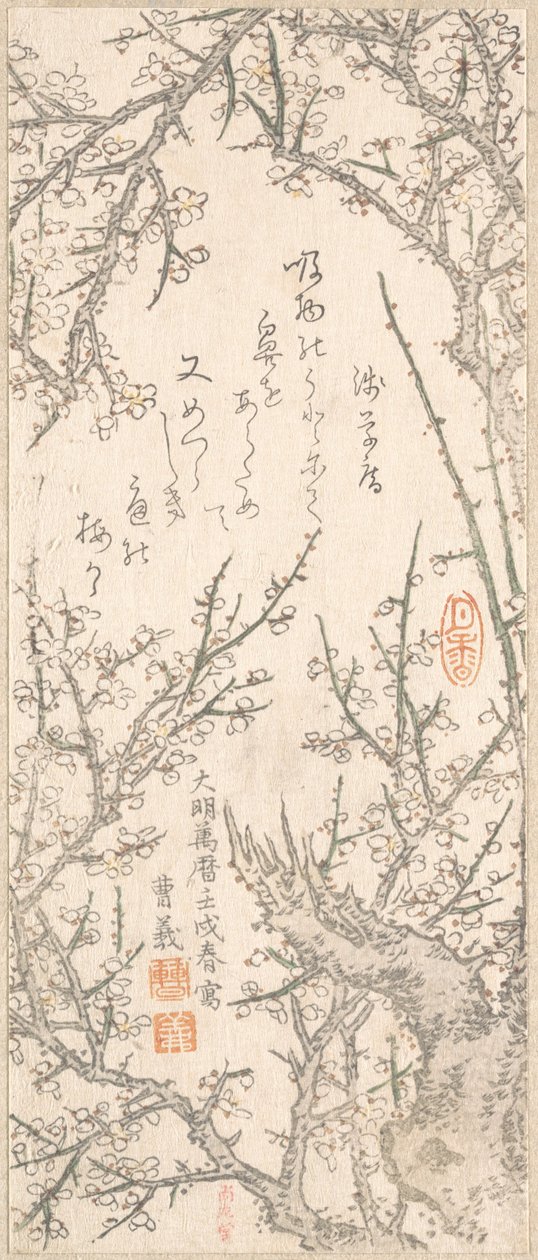 Prunier en fleur, 1813 - Kitao Shigemasa