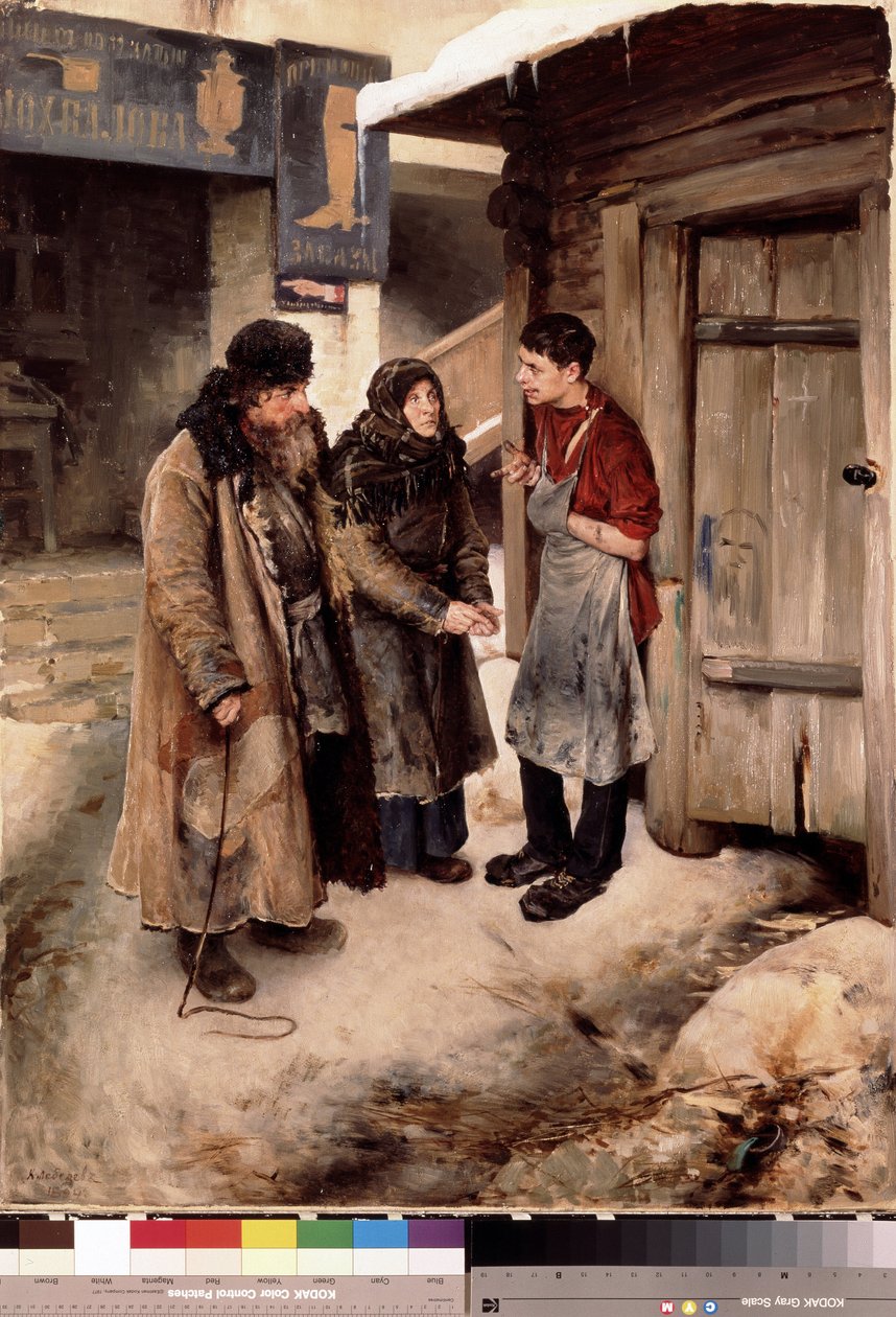 Visite des parents à leur fils - Klavdiy Vasilievich Lebedev