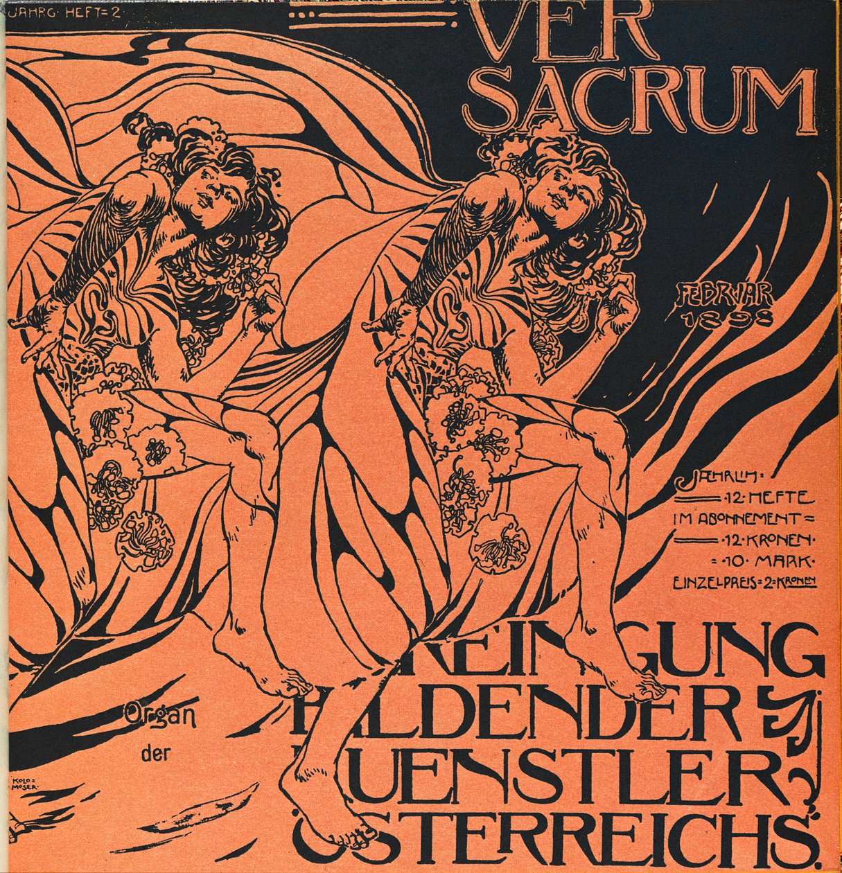 Couverture du numéro de février 1898 de Ver Sacrum, la revue du mouvement Art Nouveau Sezession ... - Koloman Moser