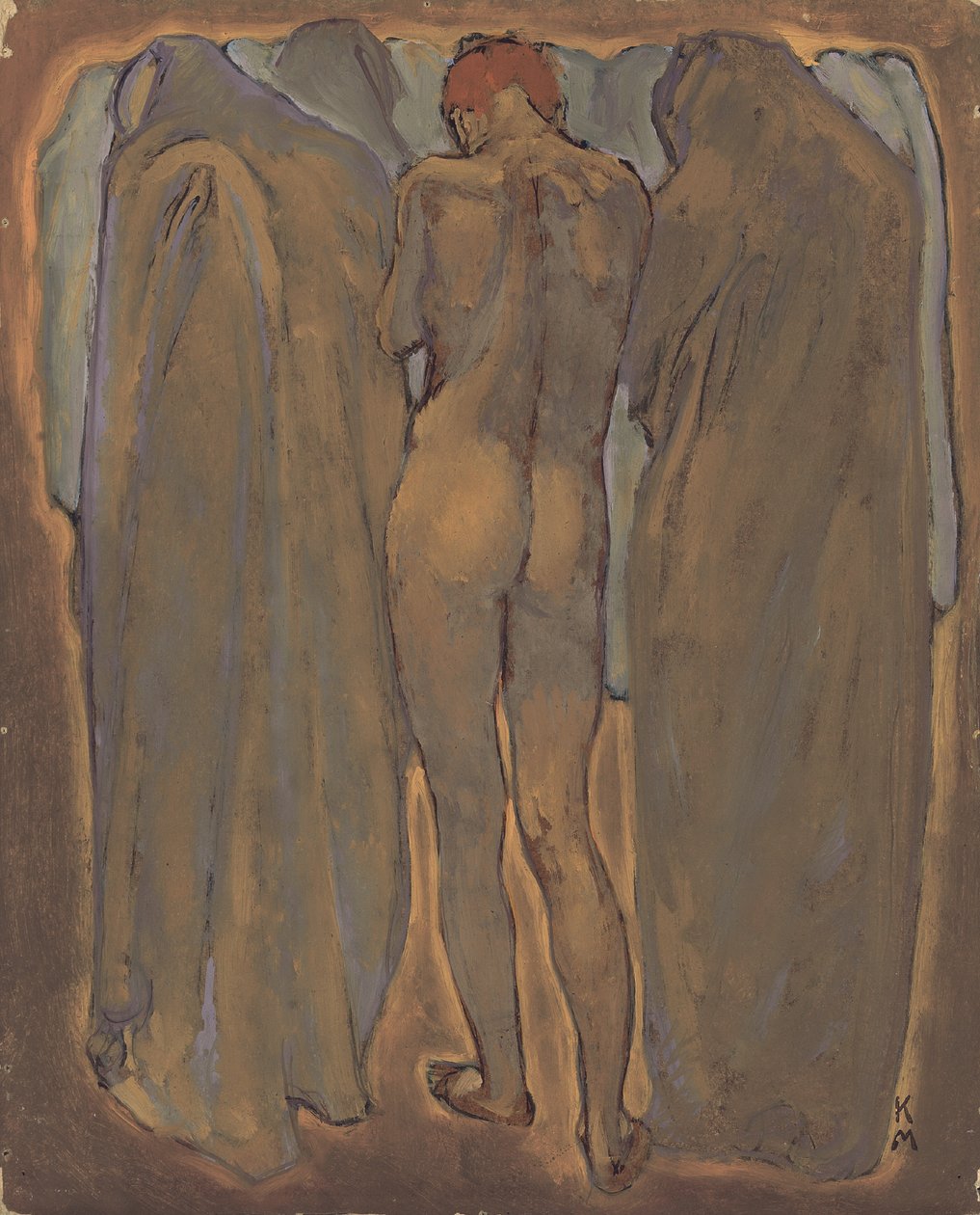 Nu féminin (oil on board) - Koloman Moser