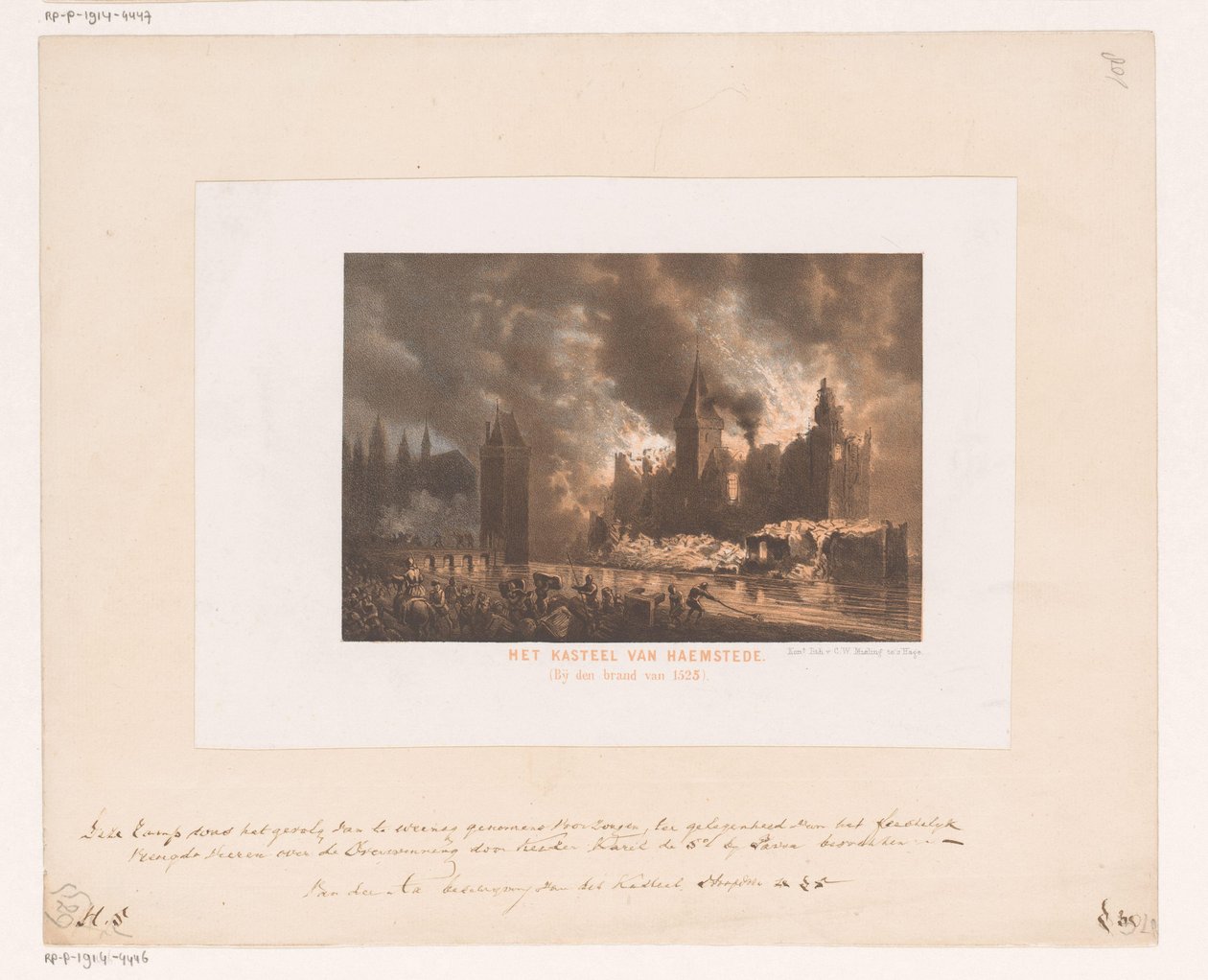 Incendie au château de Haamstede - Koninklijke Nederlandse Steendrukkerij van C.W. Mieling